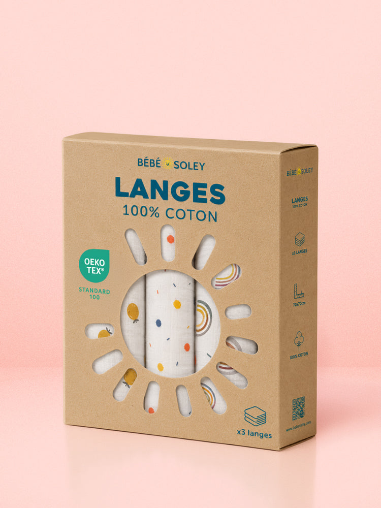 Langes 100% coton - Lot de 3